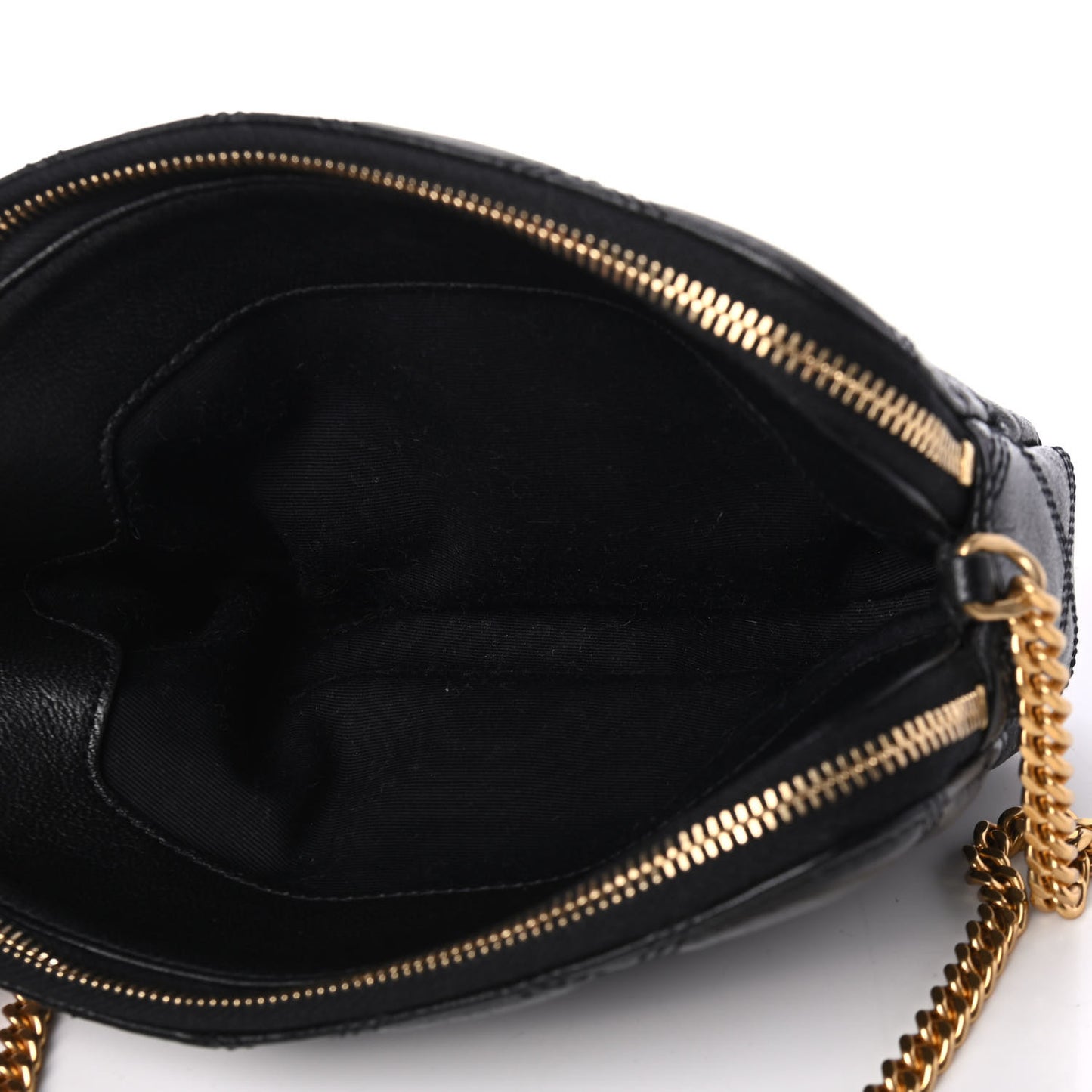 Grained Lambskin Quilted Mini Becky Double Zip Bag Black