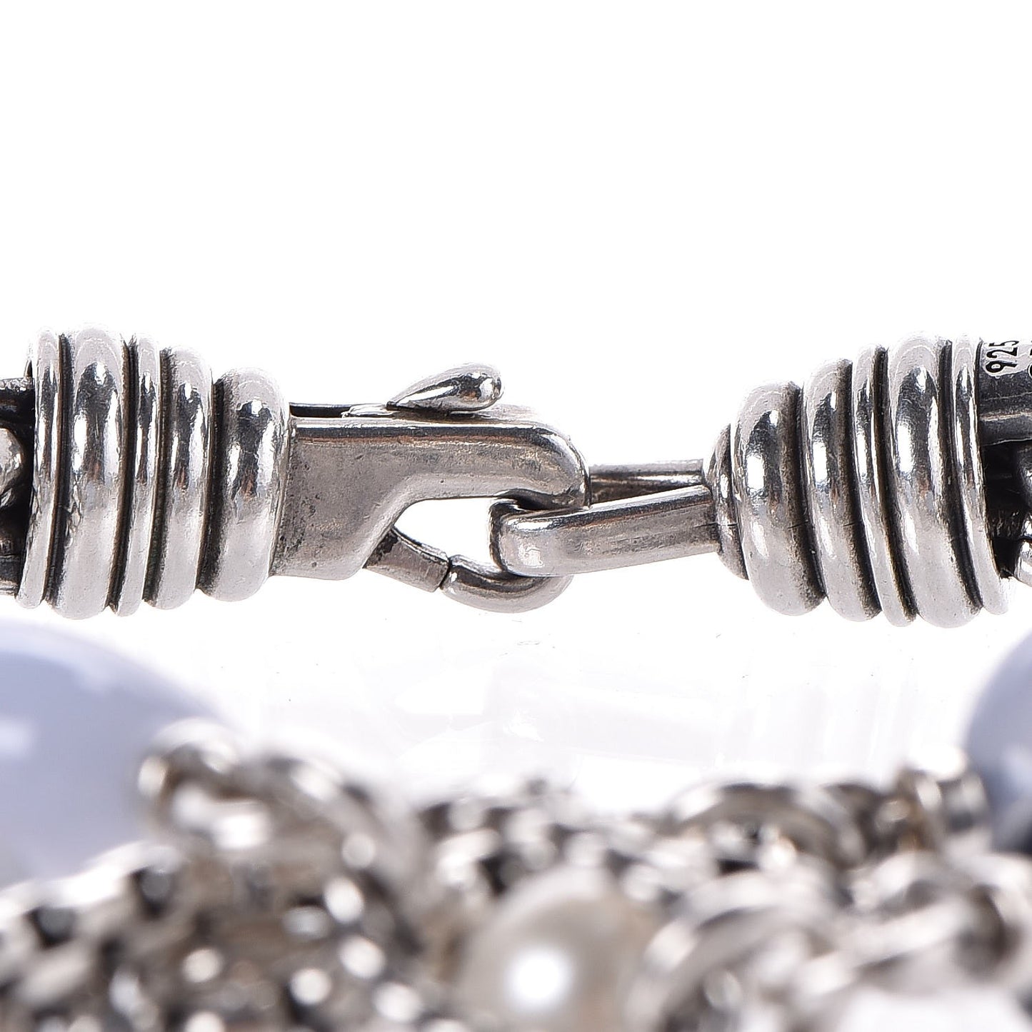 Sterling Silver Chalcedony Pearl Lapis Bijoux Bracelet