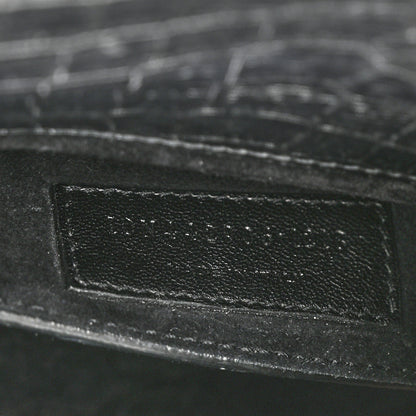 Saint Laurent Calfskin Crocodile Embossed Medium Monogram Sunset Black 8 of 13
