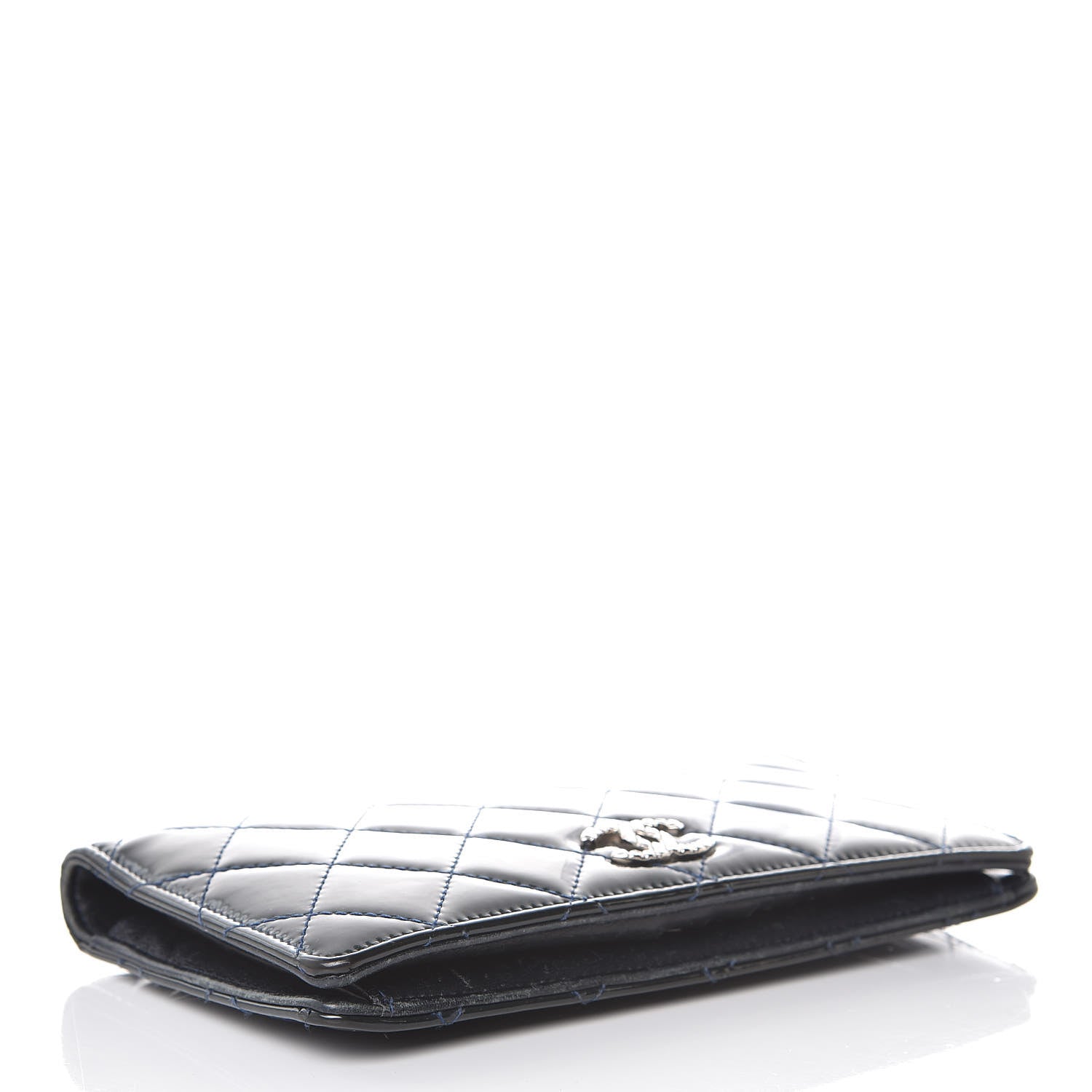 Chanel Patent Quilted Brilliant Yen Wallet Blue Fonce 4 of 15
