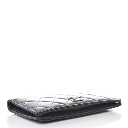Chanel Patent Quilted Brilliant Yen Wallet Blue Fonce 4 of 15