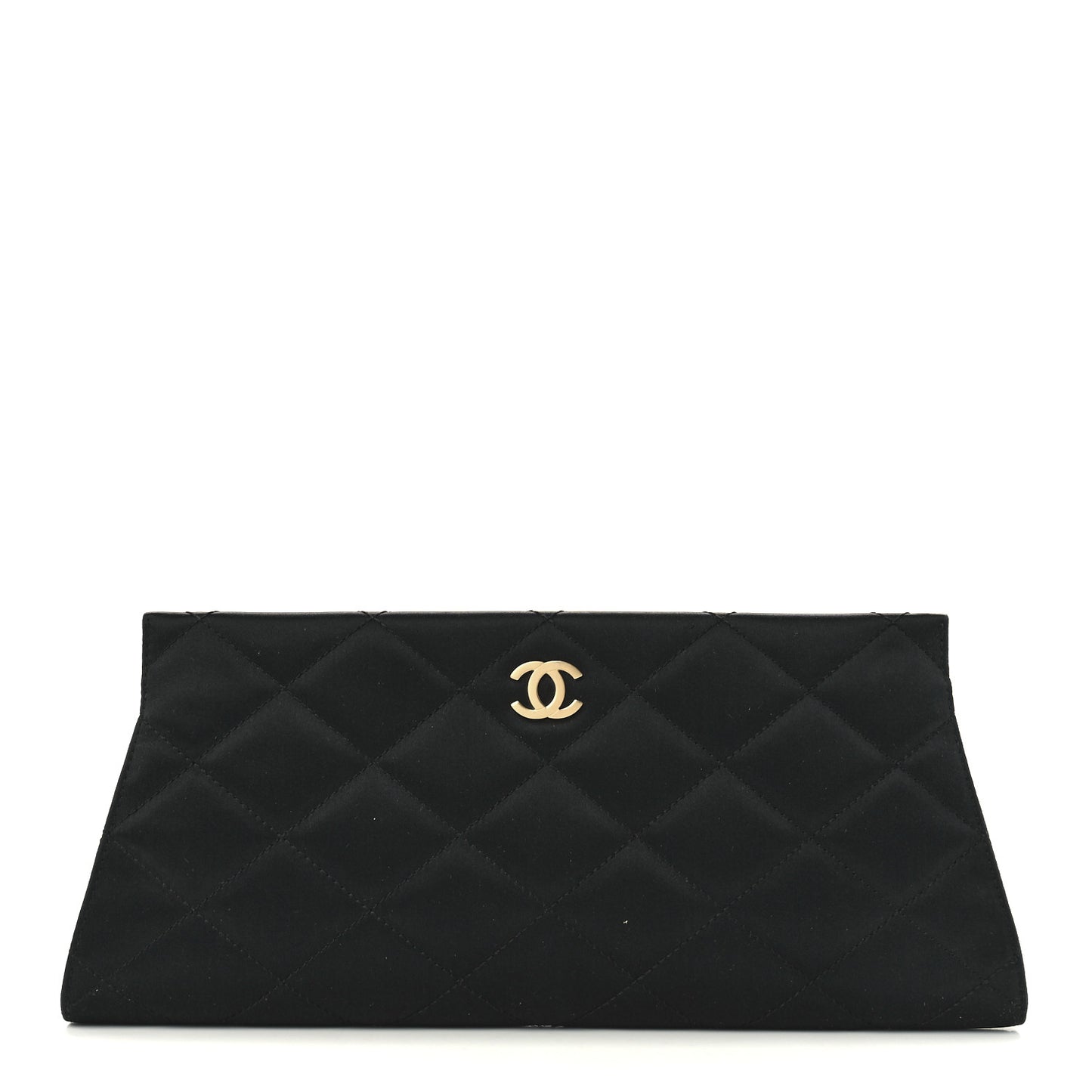 Satin Quilted Frame Clutch Black