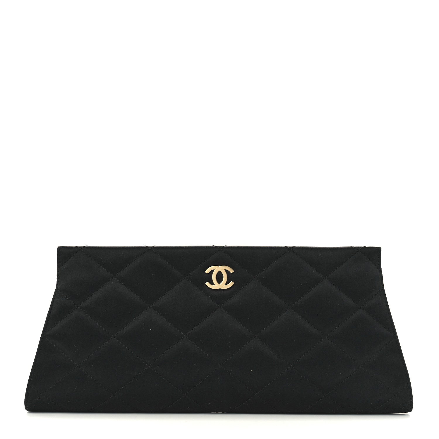 Chanel Satin Quilted Frame Clutch Black 1 of 10