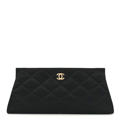 Chanel Satin Quilted Frame Clutch Black 1 of 10