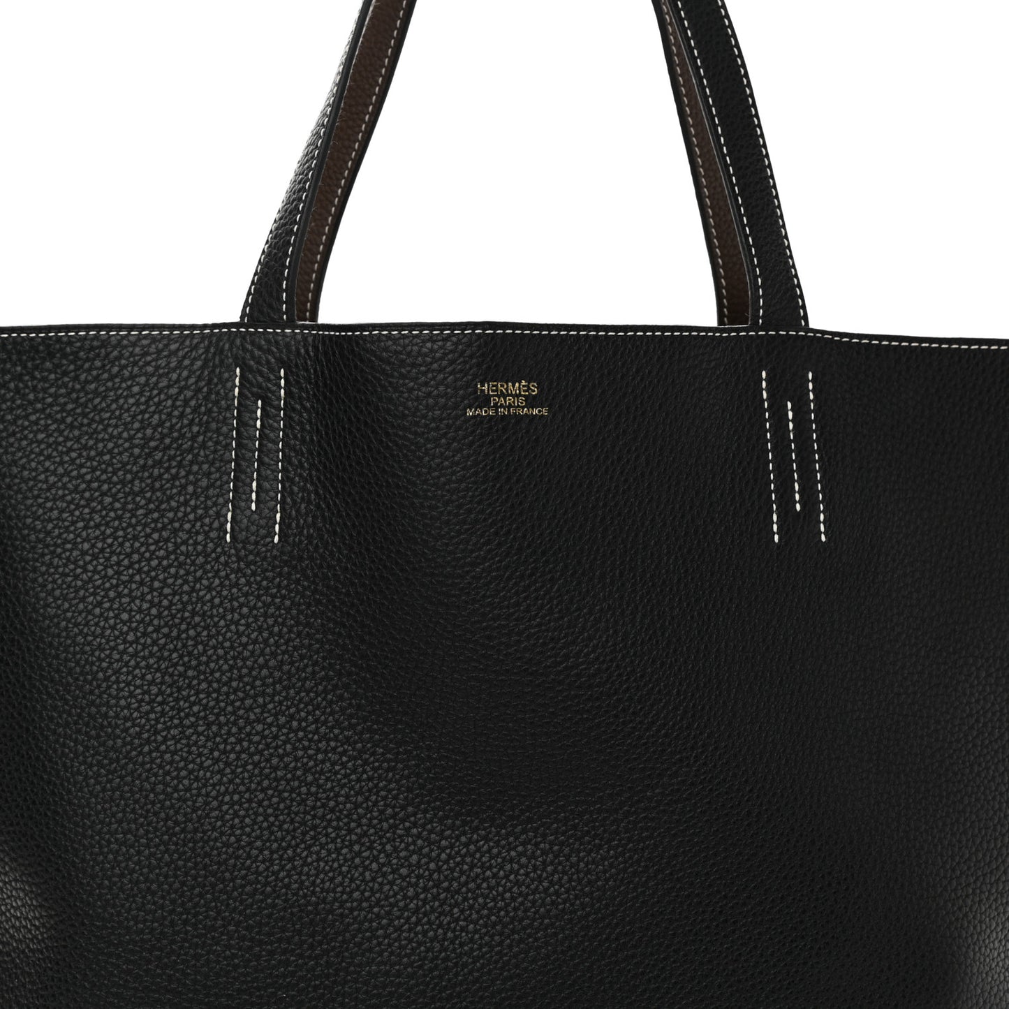 Taurillon Clemence Double Sens 45 Reversible Tote Black Havane