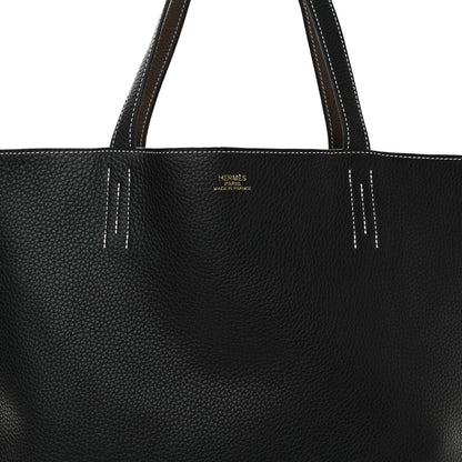 Hermes Taurillon Clemence Double Sens 45 Reversible Tote Black Havane 11 of 17