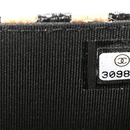 Chanel Raffia Jute Striped Belt Bag Black Beige 7 of 11
