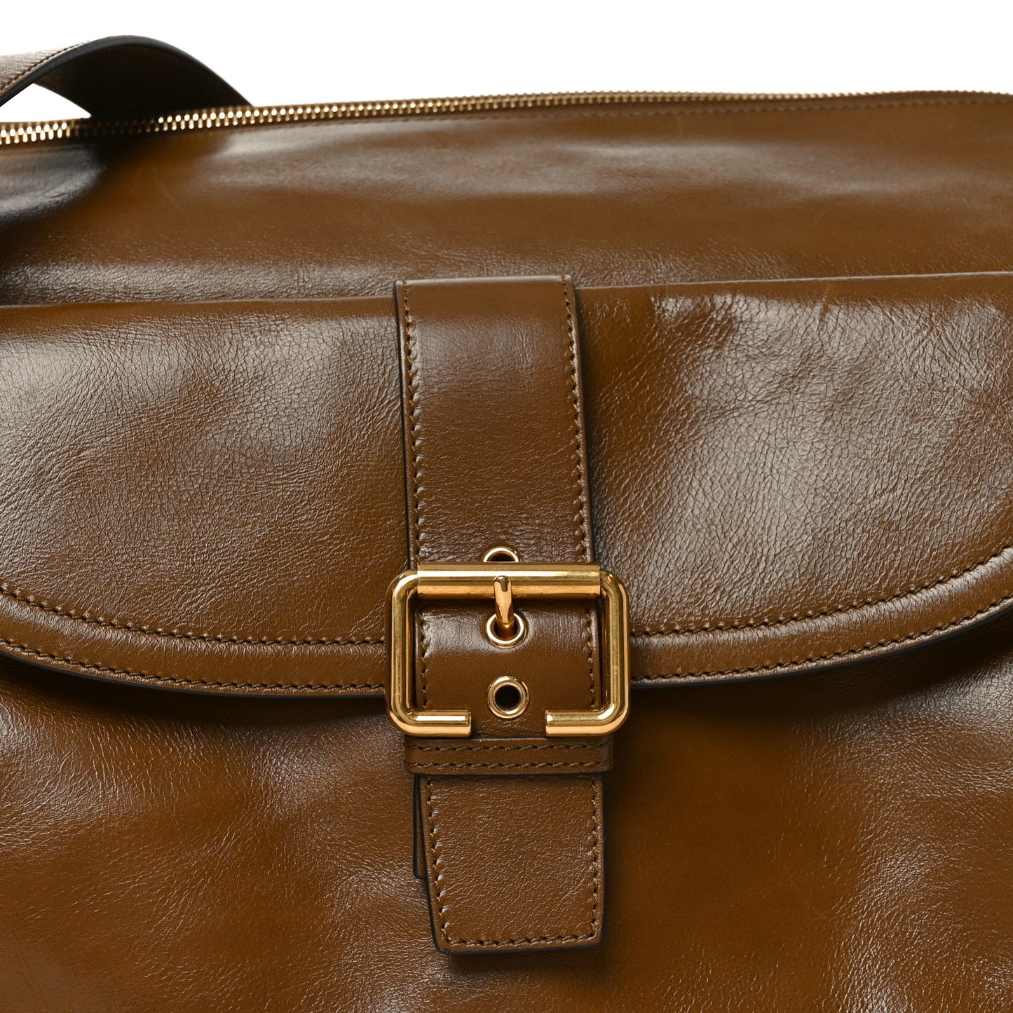 Shiny Calfskin Large Double Carry Camera Bag Dark Khaki