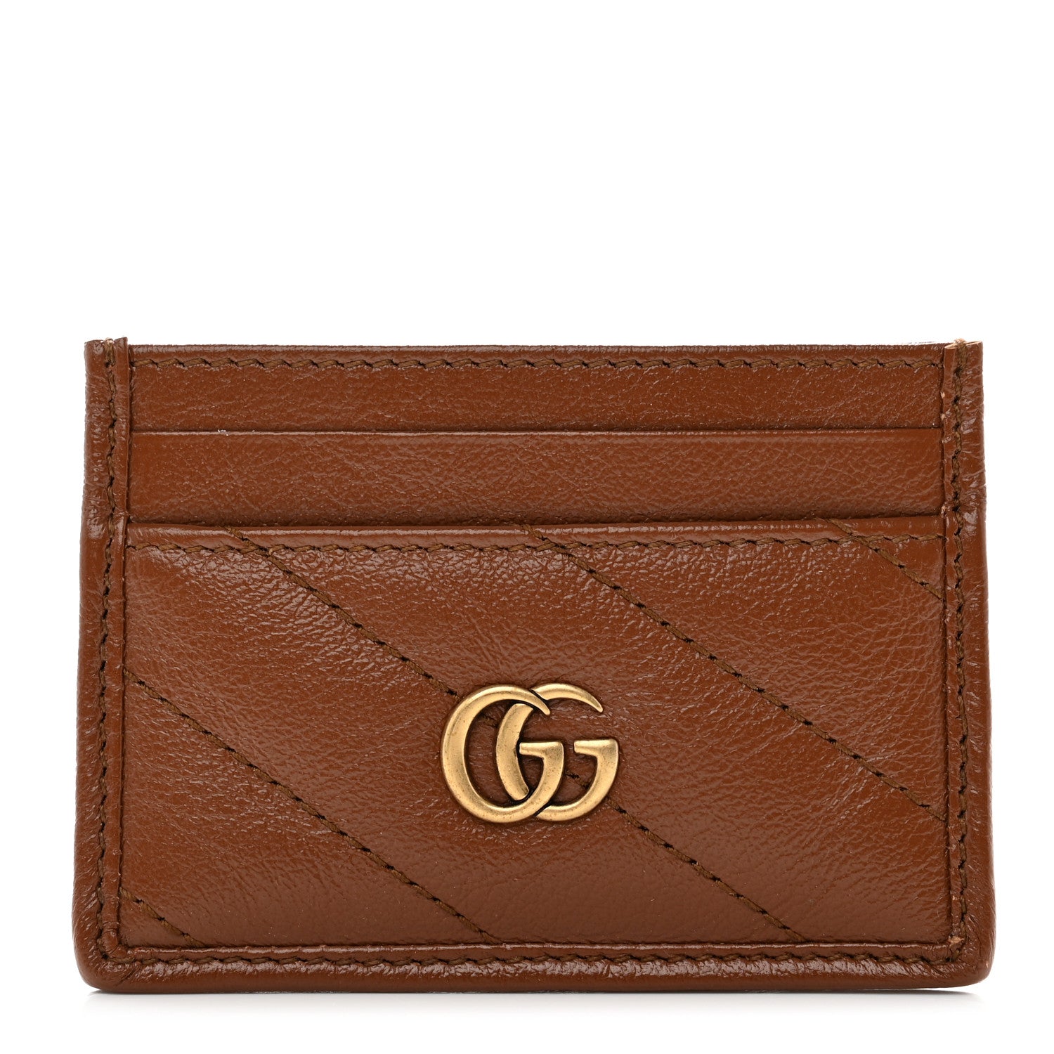 Gucci Azalea Calfskin Matelasse Diagonal GG Marmont Card Holder Cuir 1 of 7