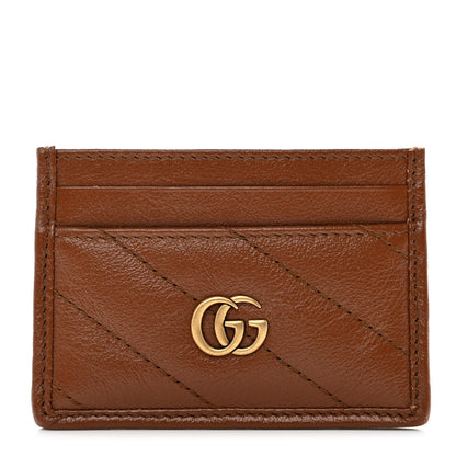 Gucci Azalea Calfskin Matelasse Diagonal GG Marmont Card Holder Cuir 1 of 7