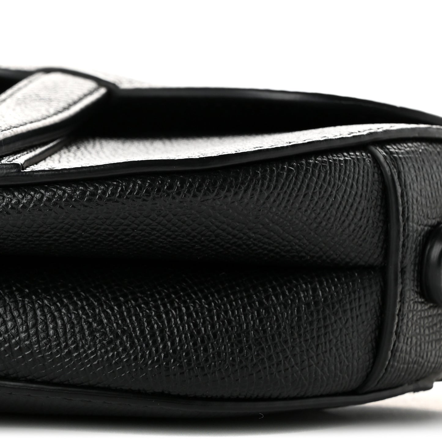 Grained Calfskin Mini Saddle Bag Black