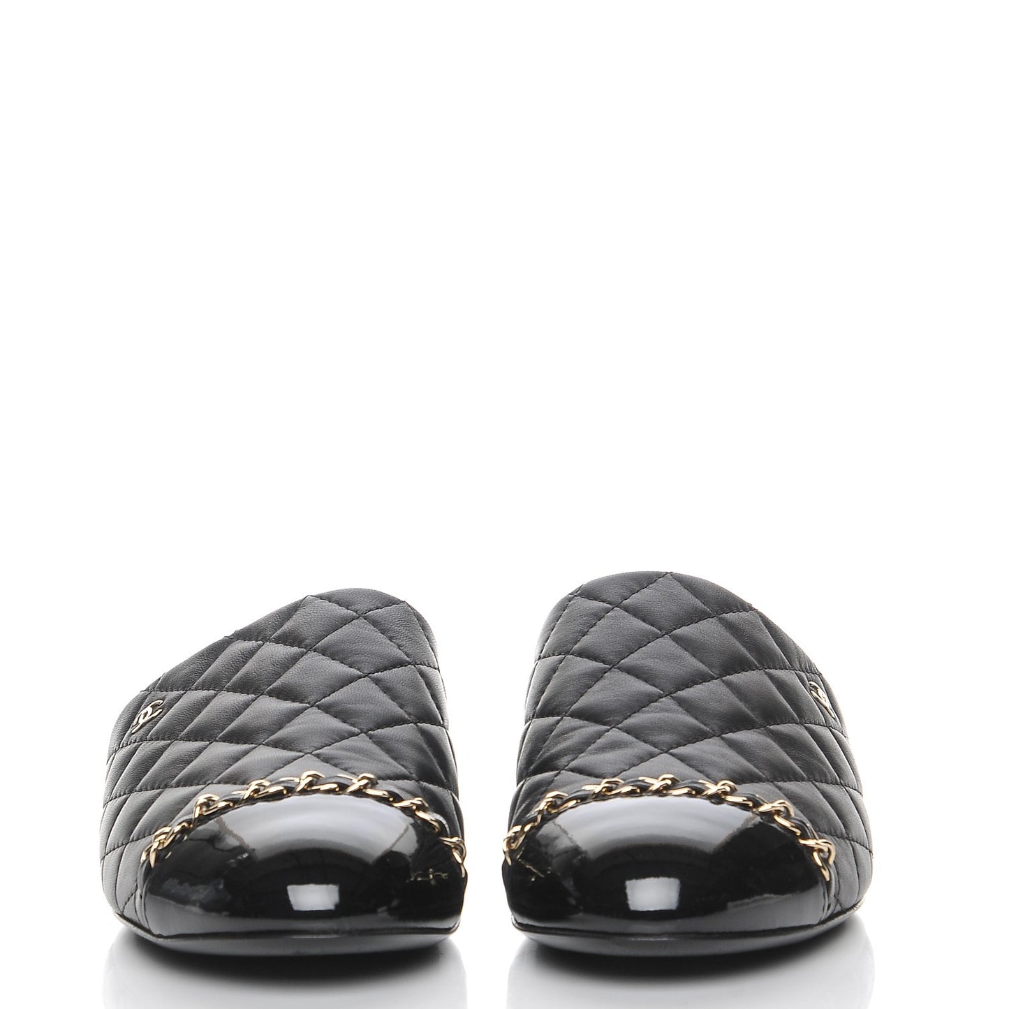 Calfskin Quilted CC Chain Mules 39 Black