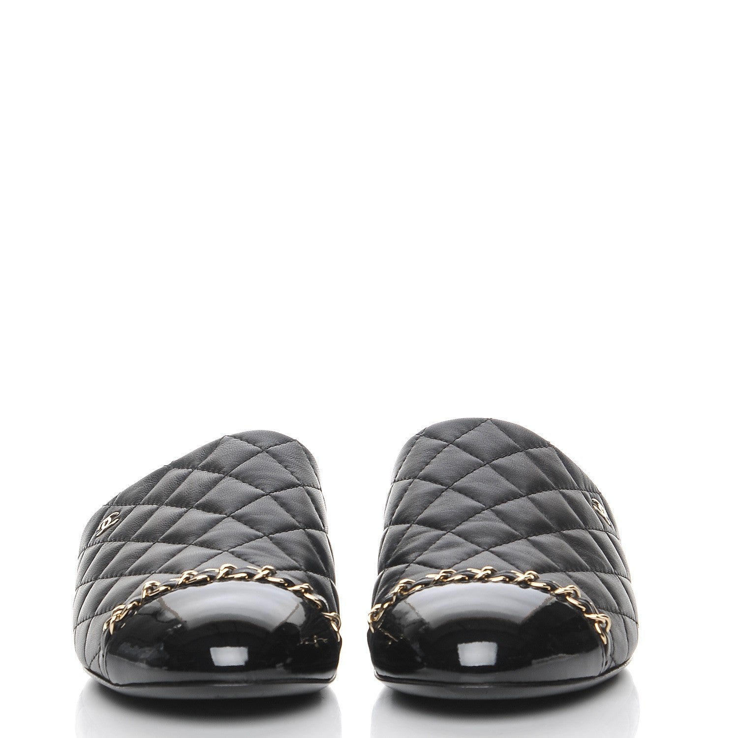 Chanel Calfskin Quilted CC Chain Mules 39 Black 2 of 8