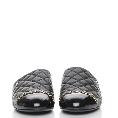 Chanel Calfskin Quilted CC Chain Mules 39 Black 2 of 8