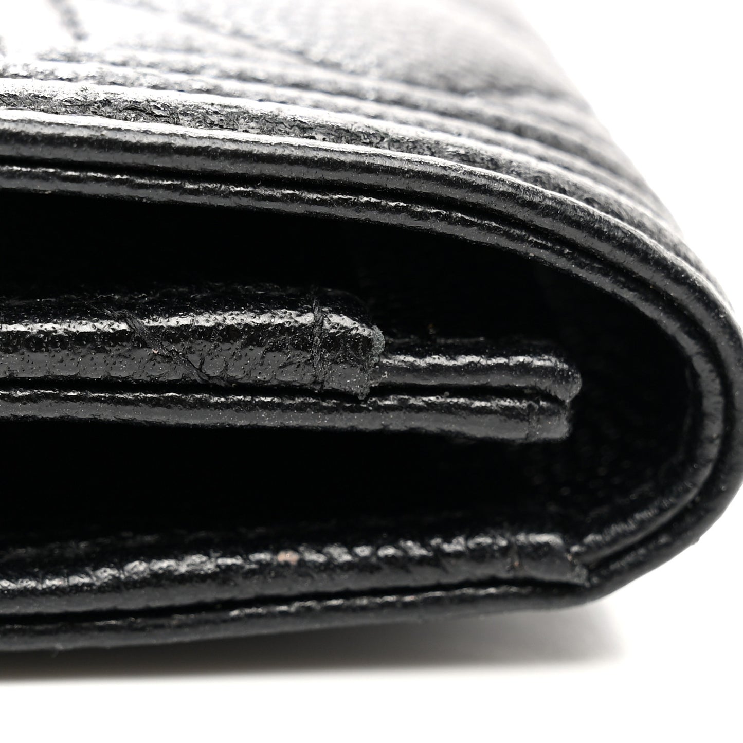 Caviar Quilted Boy Flap Card Holder Black