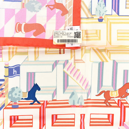 Hermes Silk Horse Club Detail Scarf 45 Corail Rose Bleu 2 of 3