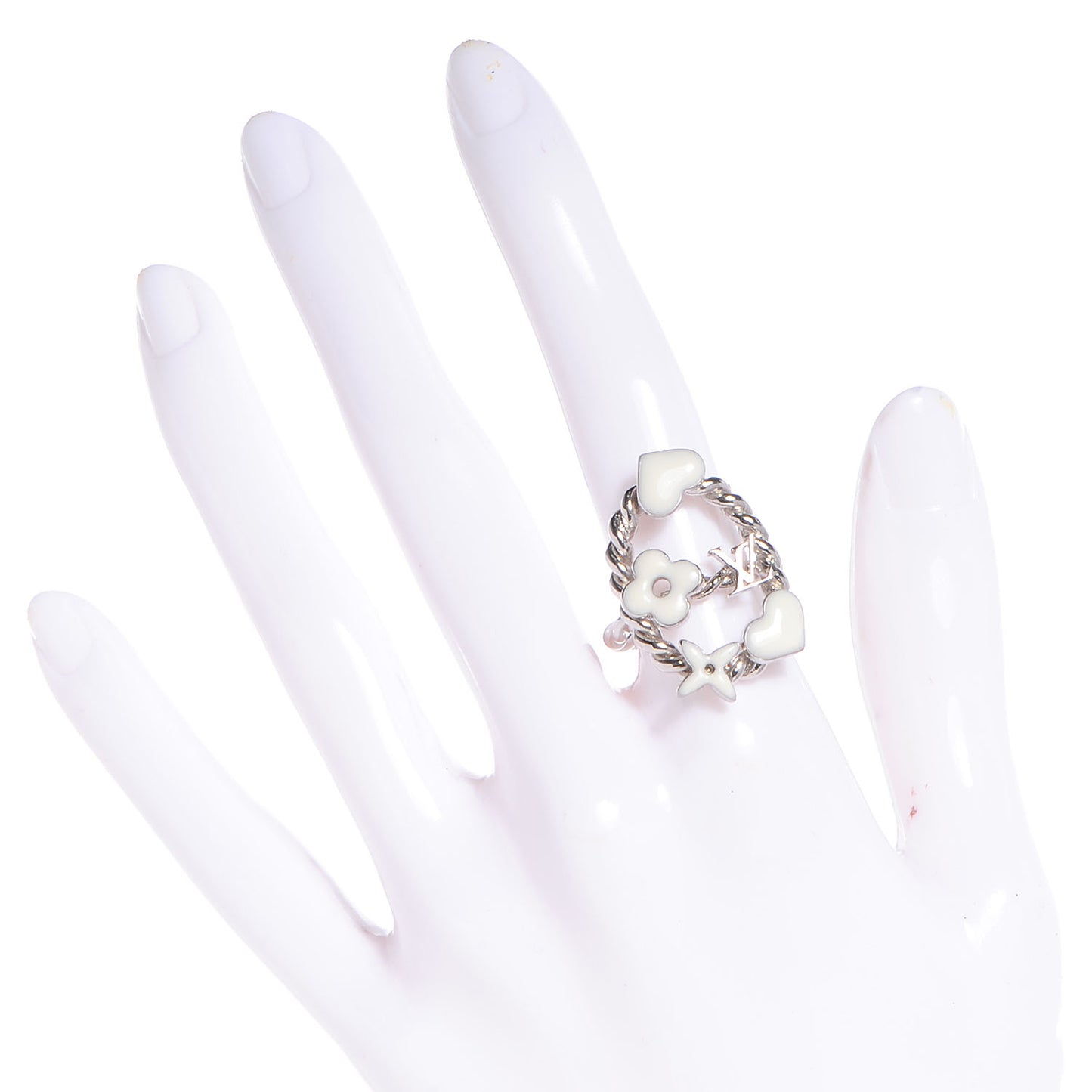 Sweet Monogram Coeurs Ring 6 White