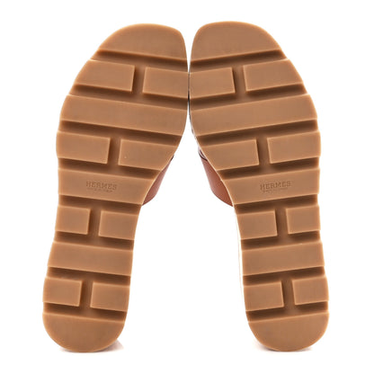 Hermes Calfskin Cork Eze 30 Sandals 37 Marron Glaise 5 of 9