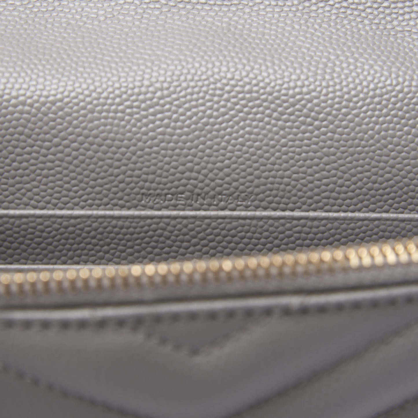 Grain De Poudre Matelasse Chevron Monogram Envelope Chain Wallet Oyster Grey