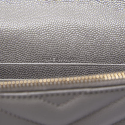 Saint Laurent Grain De Poudre Matelasse Chevron Monogram Envelope Chain Wallet Oyster Grey 8 of 10