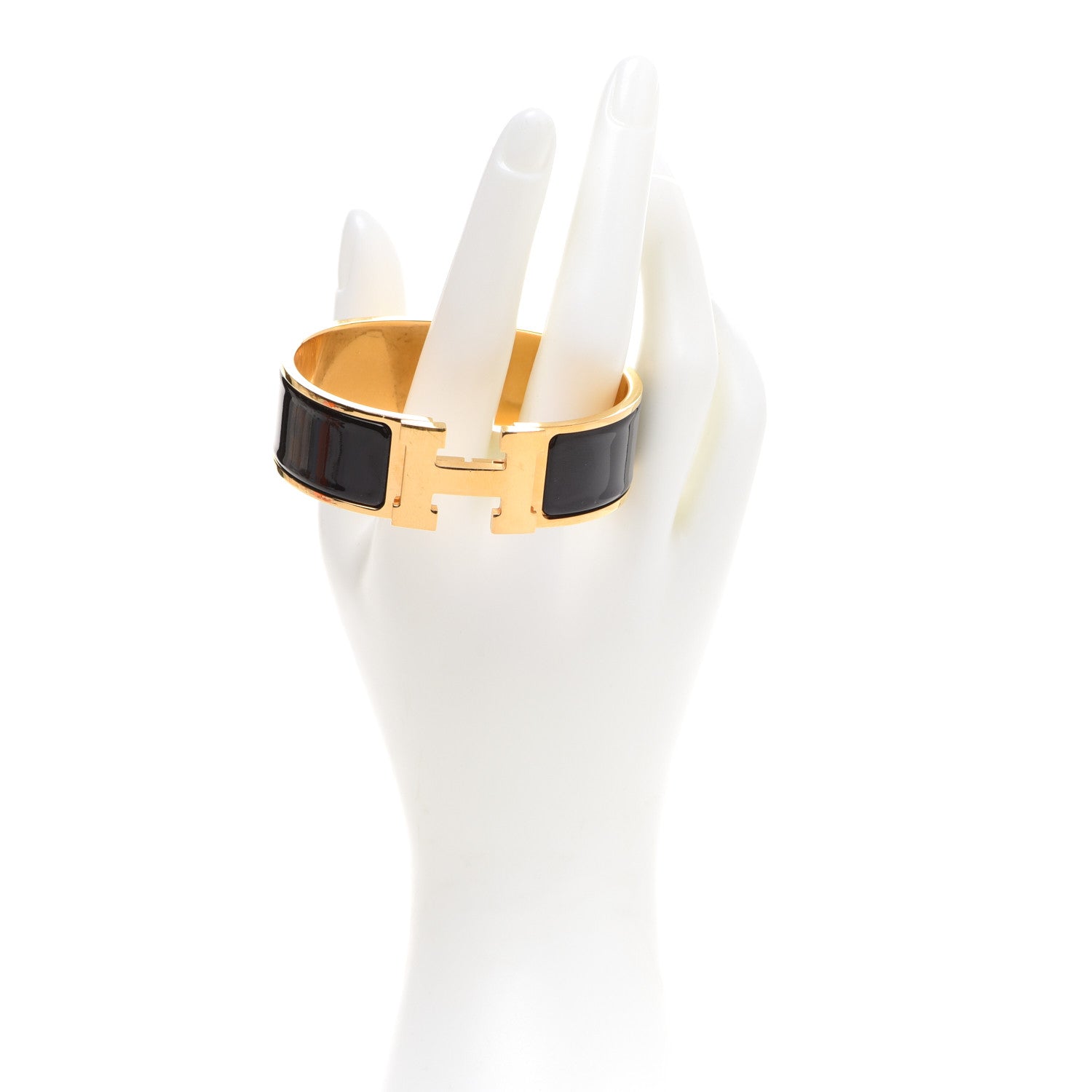 Hermes Enamel Wide Clic Clac H Bracelet GM Black 2 of 6