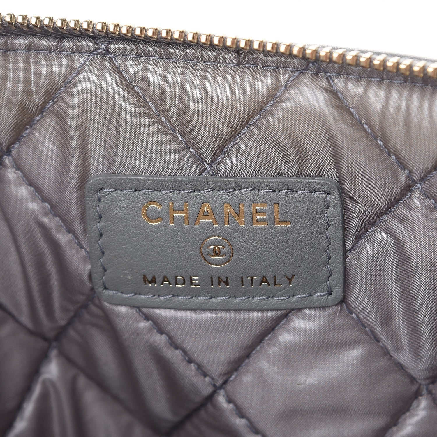 Chanel Calfskin Quilted Large Boy Cosmetic Case Grey 6 of 8
