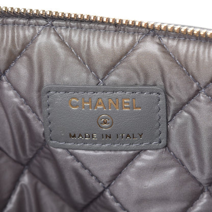 Chanel Calfskin Quilted Large Boy Cosmetic Case Grey 6 of 8