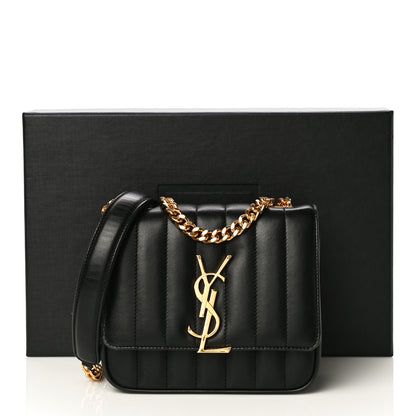Saint Laurent Lambskin Matelasse Monogram Small Vicky Chain Bag Black 15 of 17