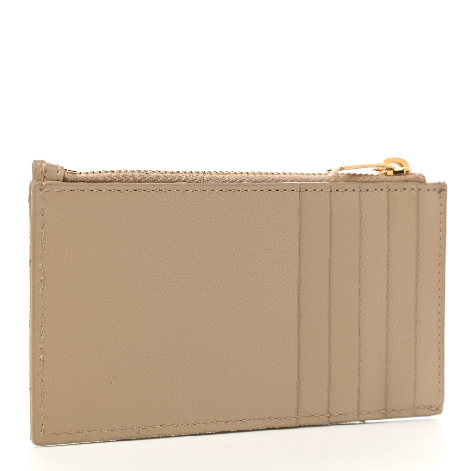 Saint Laurent Monogram Grain de Poudre 5 Fragments Zip Pouch Card Holder Dark Latte 3 of 9