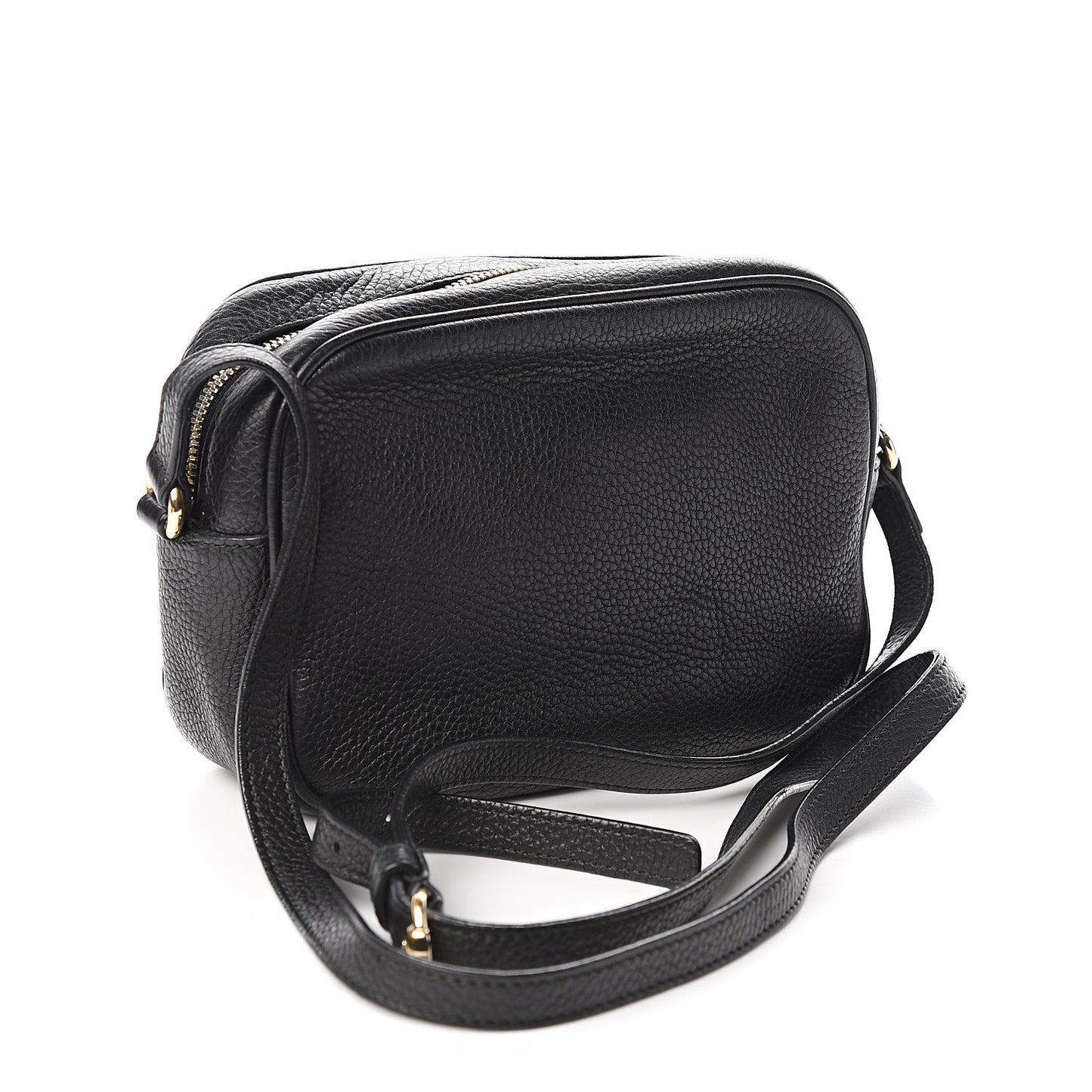 Pebbled Calfskin Small Soho Disco Bag Black