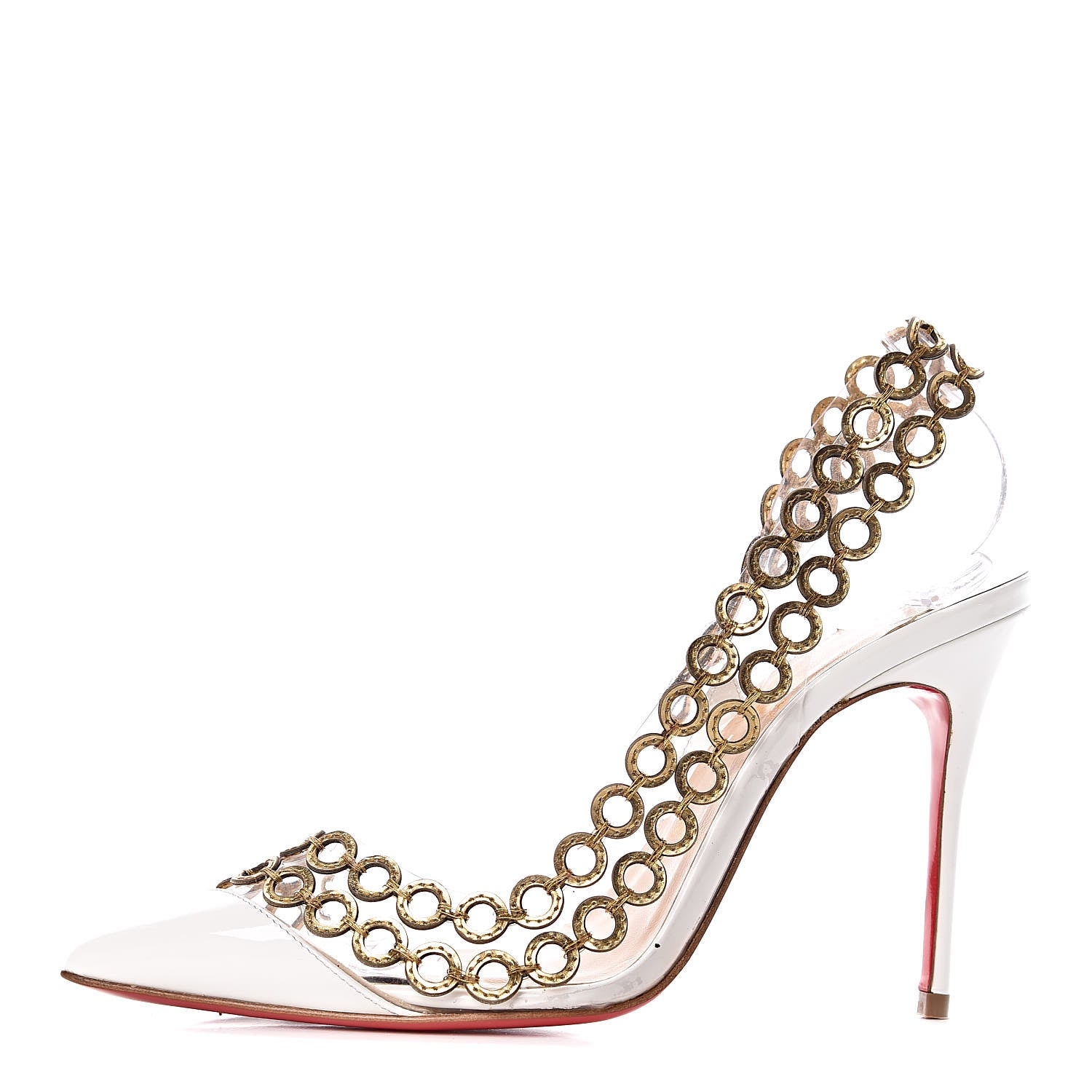 Christian Louboutin Patent PVC Malaika Half Dorsay 100 Pumps 35.5 White Gold 1 of 9