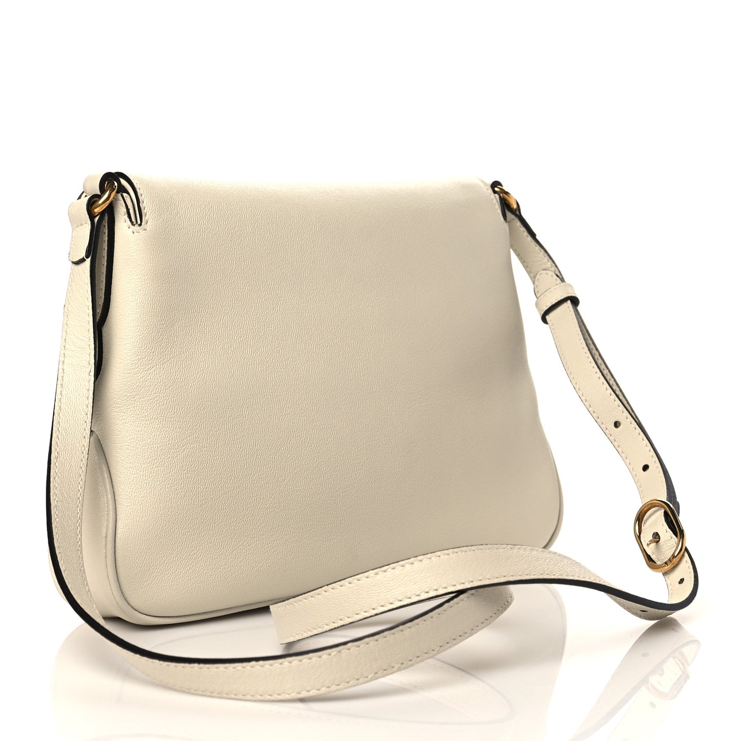 New Sakai Calfskin Lux Small Dahlia Messenger Shoulder Bag Mystic White
