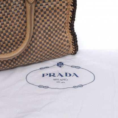 Prada Goatskin Woven Tote Grafite Cera 6 of 9