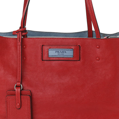 Prada Glace Calfskin Etiquette Shopping Bag Rosso Astrale 11 of 13
