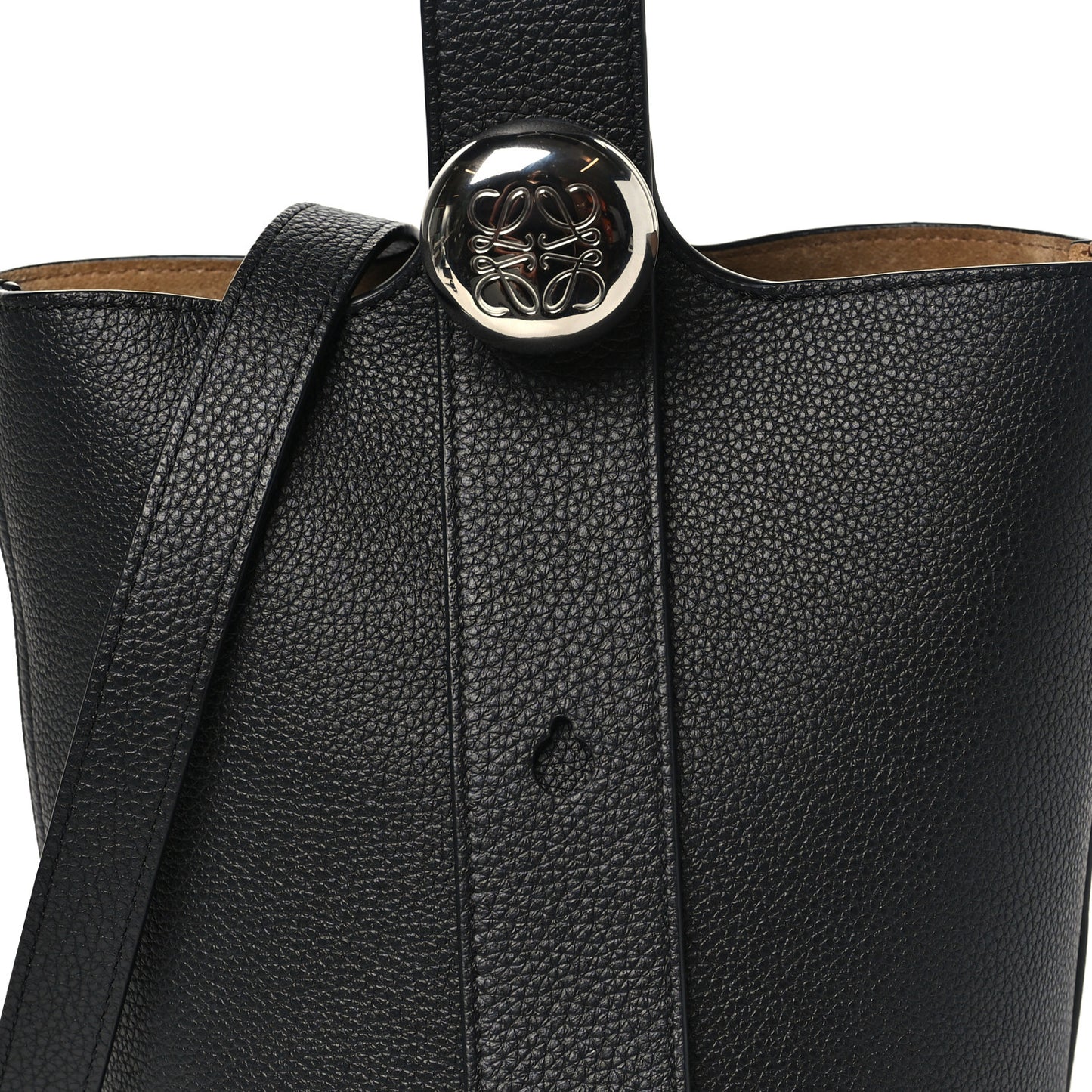 Soft Grained Calfskin Mini Pebble Bucket Bag Black