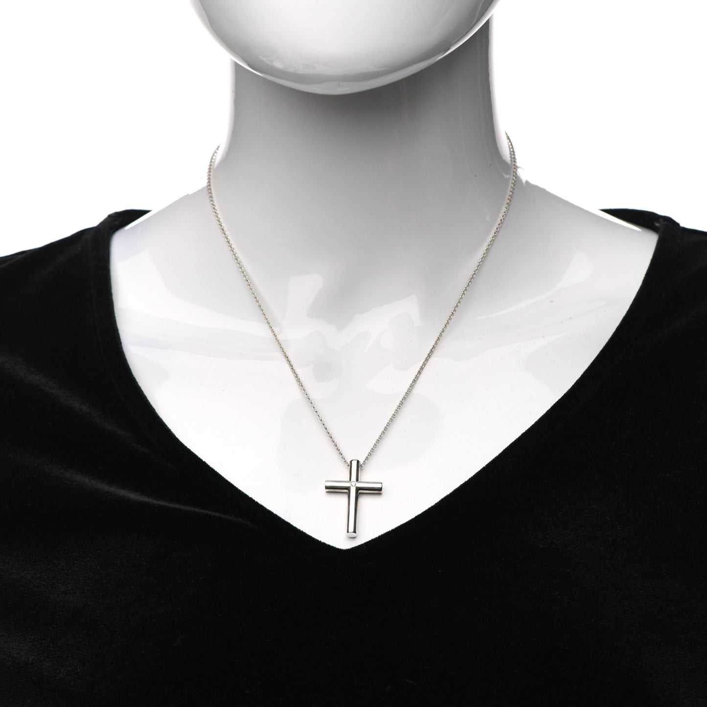 Sterling Silver Diamond Cross Pendant Necklace