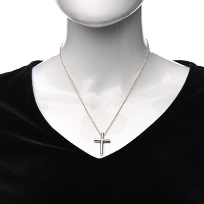 Tiffany Sterling Silver Diamond Cross Pendant Necklace 2 of 6