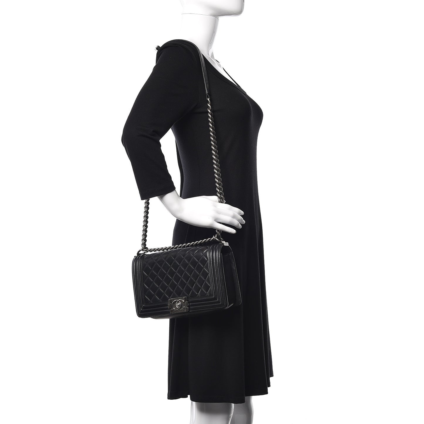 Lambskin Quilted Medium Boy Flap Black