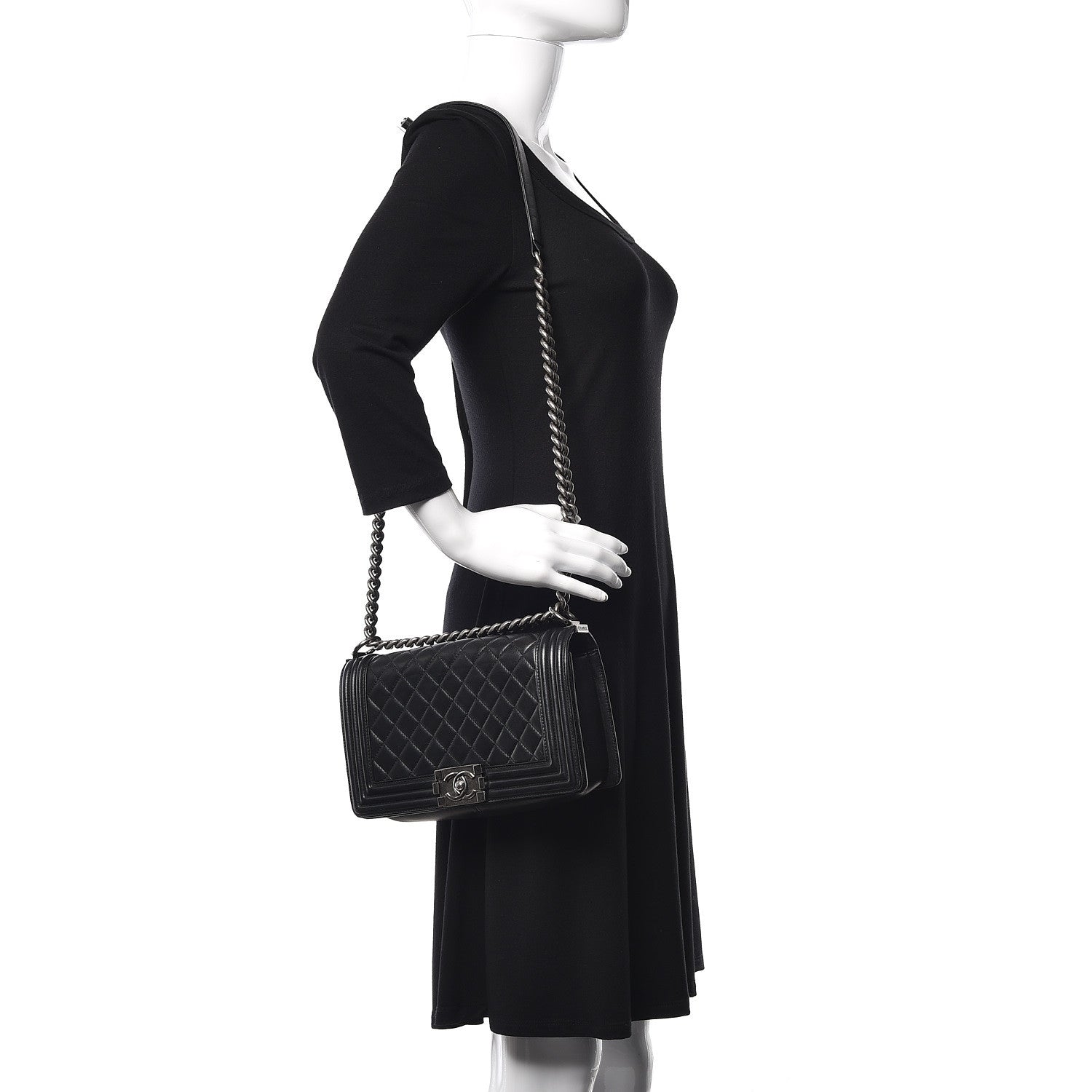 Chanel Lambskin Quilted Medium Boy Flap Black 2 of 20