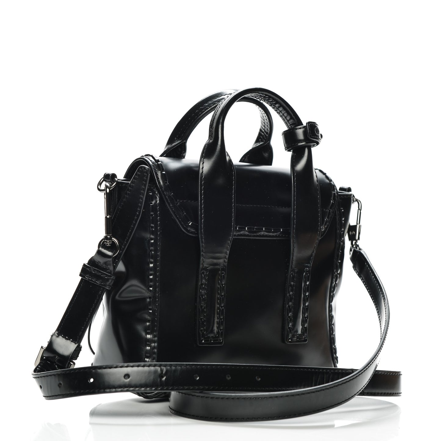 3.1 Glace Calfskin Stitch Mini Pashli Satchel Black