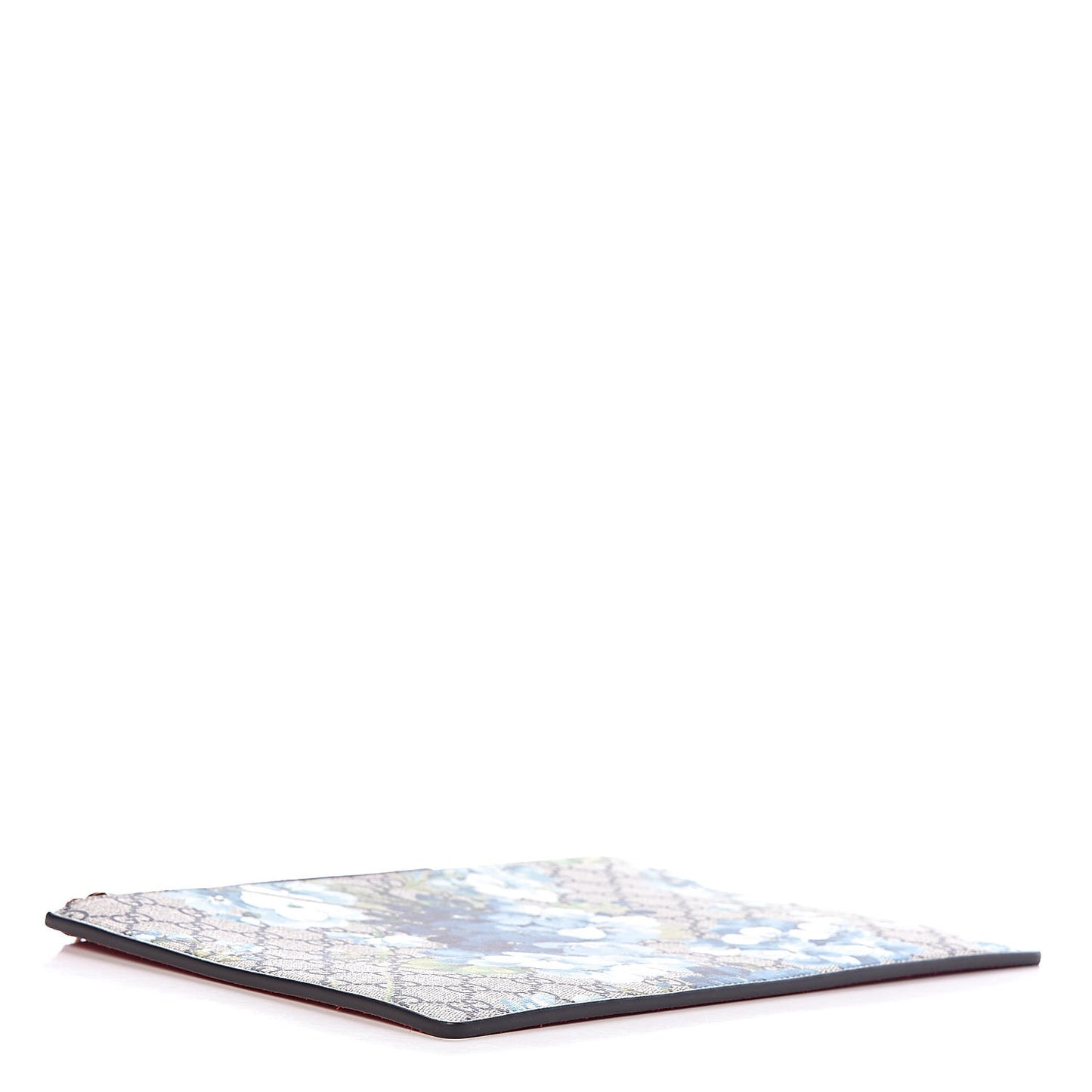 GG Supreme Monogram Blooms Suede Large Zip Pouch Blue