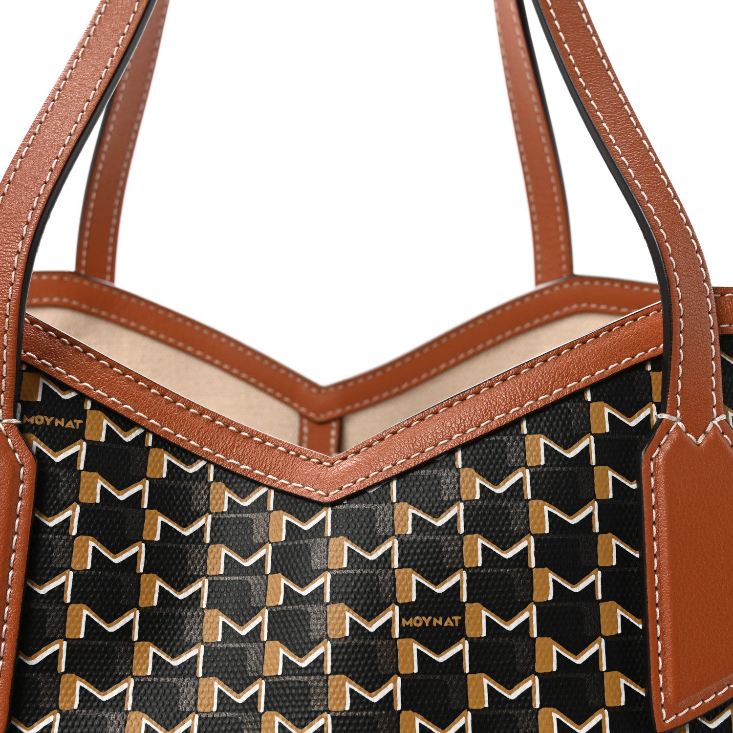 Moynat Calfskin Canvas M Tote PM Brown 8 of 10