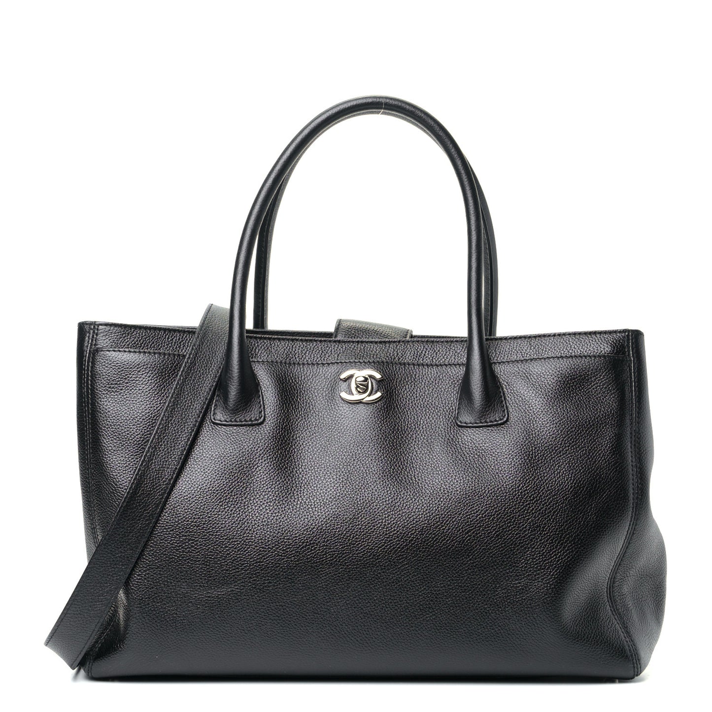 Calfskin Cerf Executive Shopper Tote Black