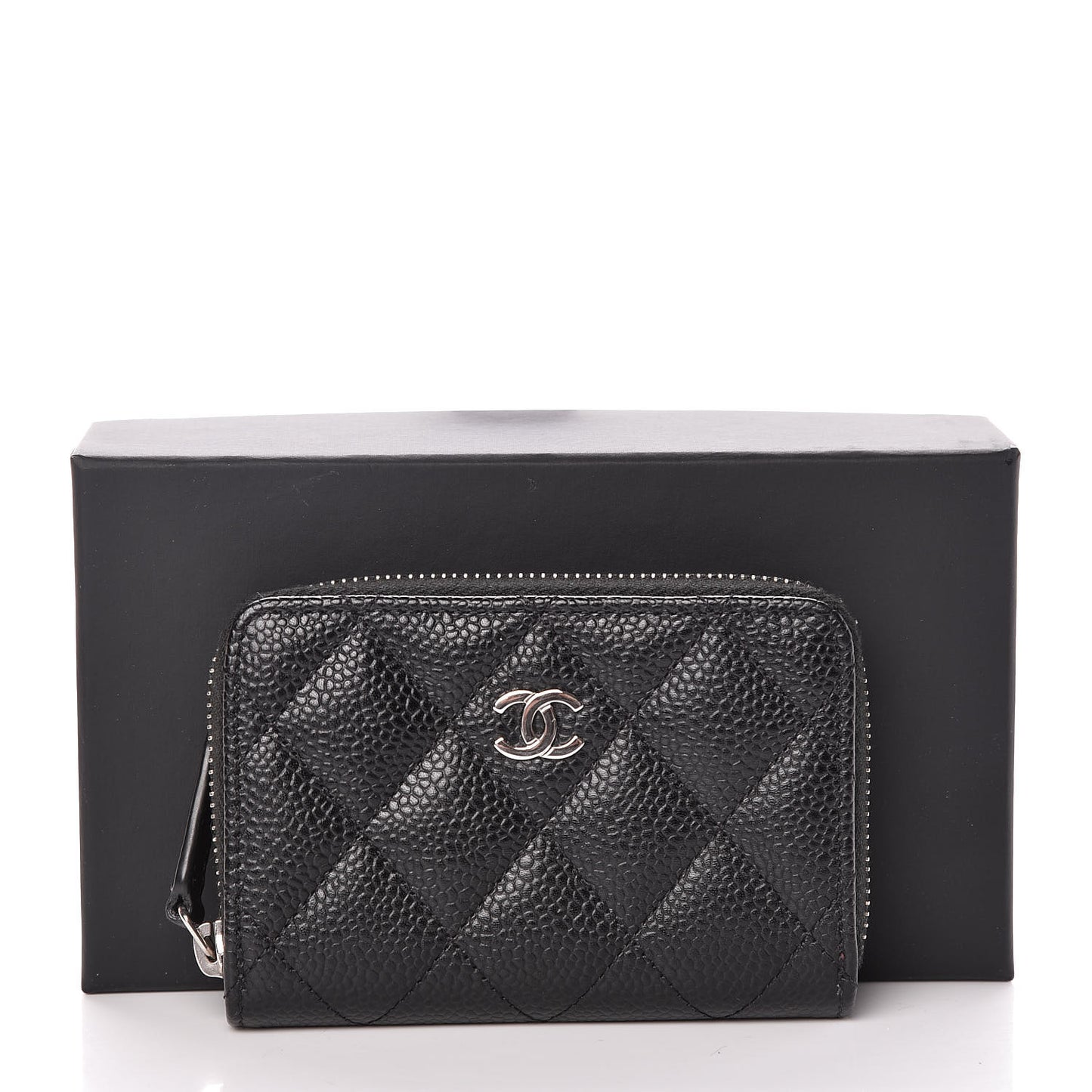 Caviar Quilted Zip Coin Purse Black