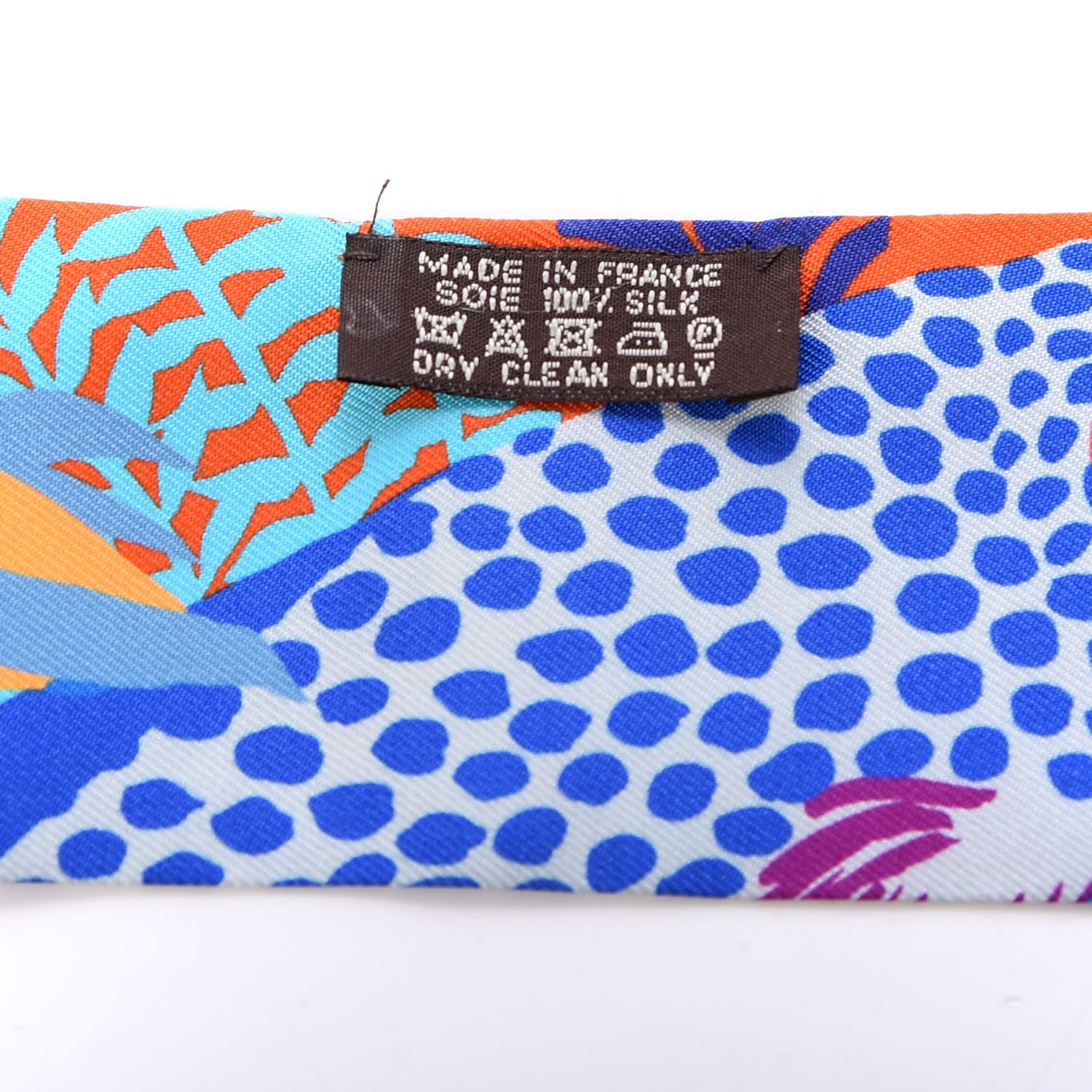 Hermes Silk Under The Waves Twilly Orange Bleu Fuchsia 5 of 5