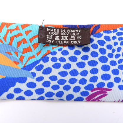 Hermes Silk Under The Waves Twilly Orange Bleu Fuchsia 5 of 5