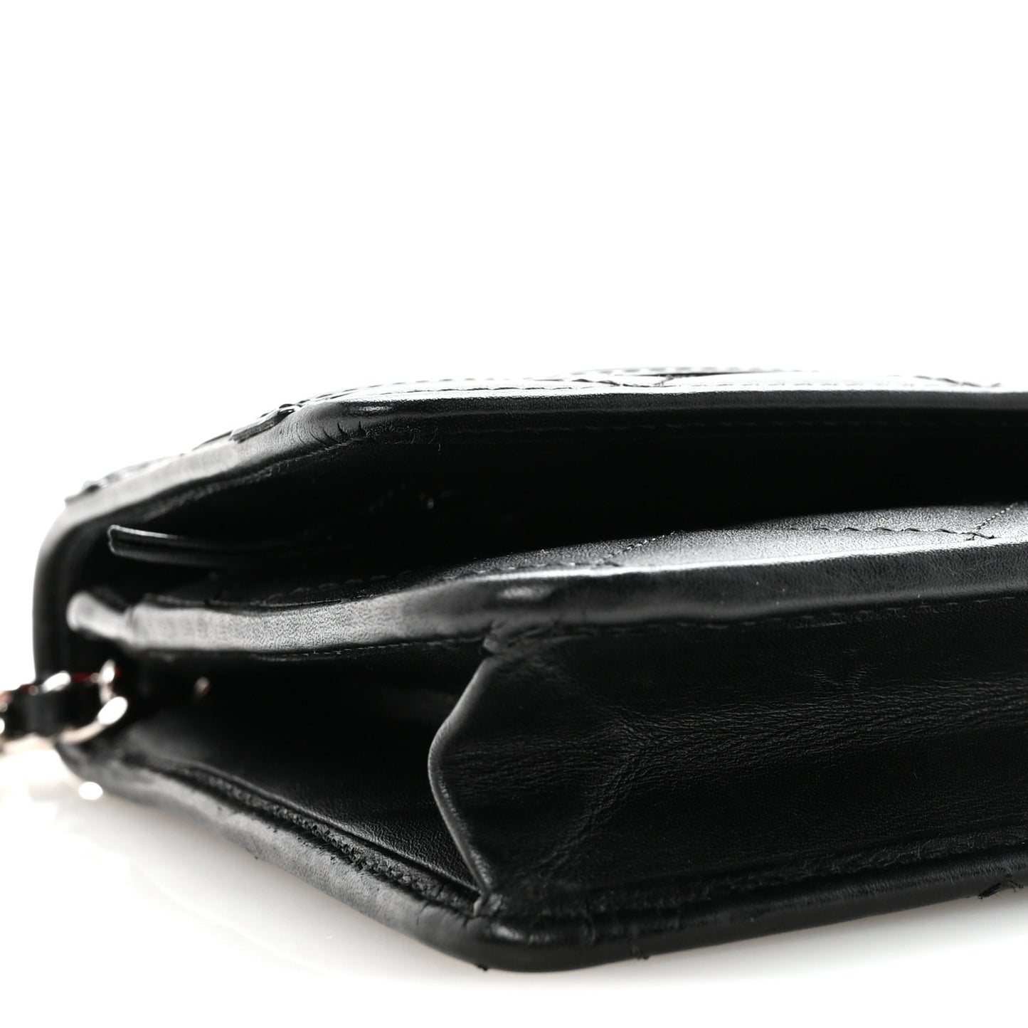 Calfskin Quilted Cambon Wallet on Chain WOC Black