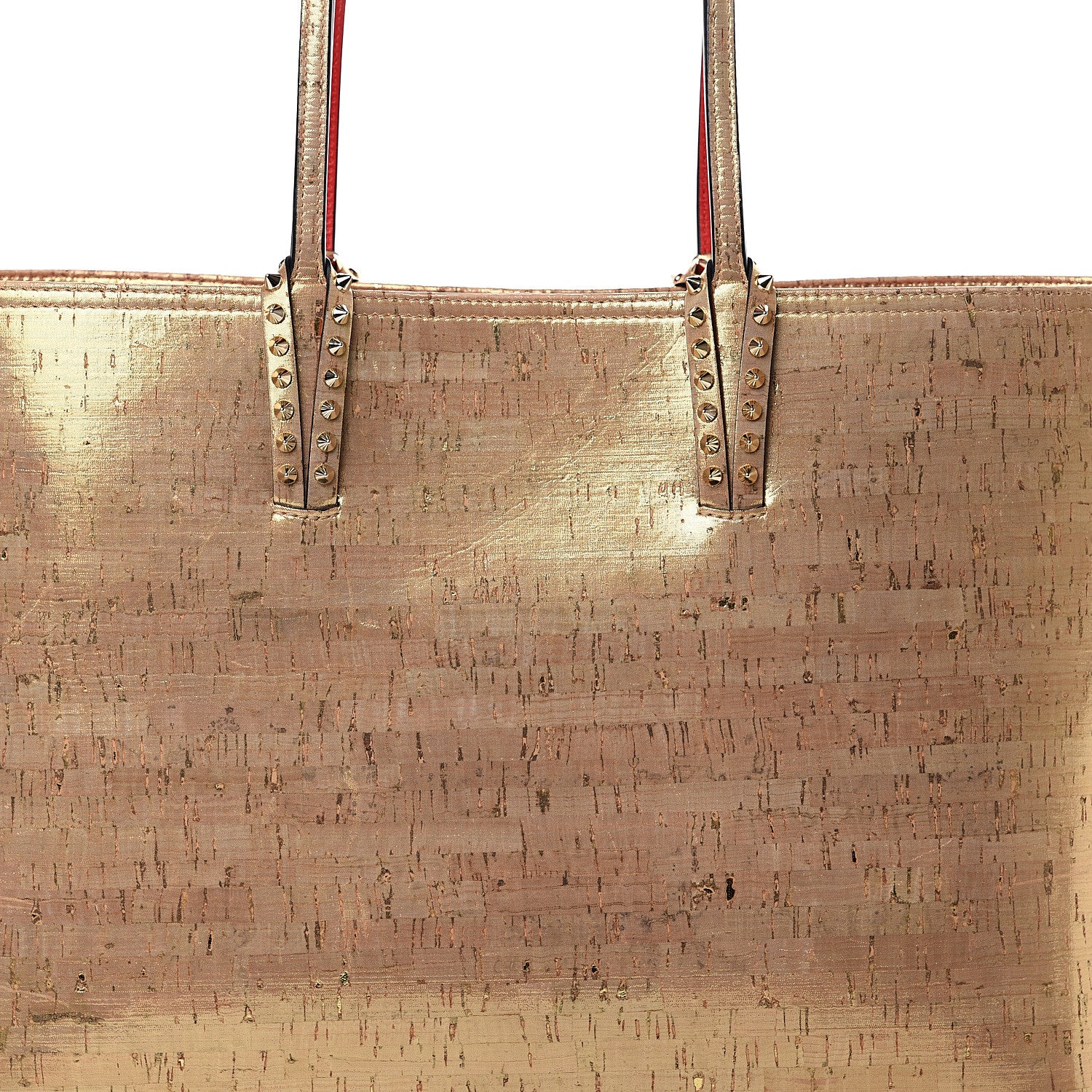 Christian Louboutin Calfskin Liege Pepite Cork Spikes East West Cabata Tote Snow 8 of 12