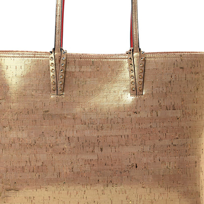 Christian Louboutin Calfskin Liege Pepite Cork Spikes East West Cabata Tote Snow 8 of 12