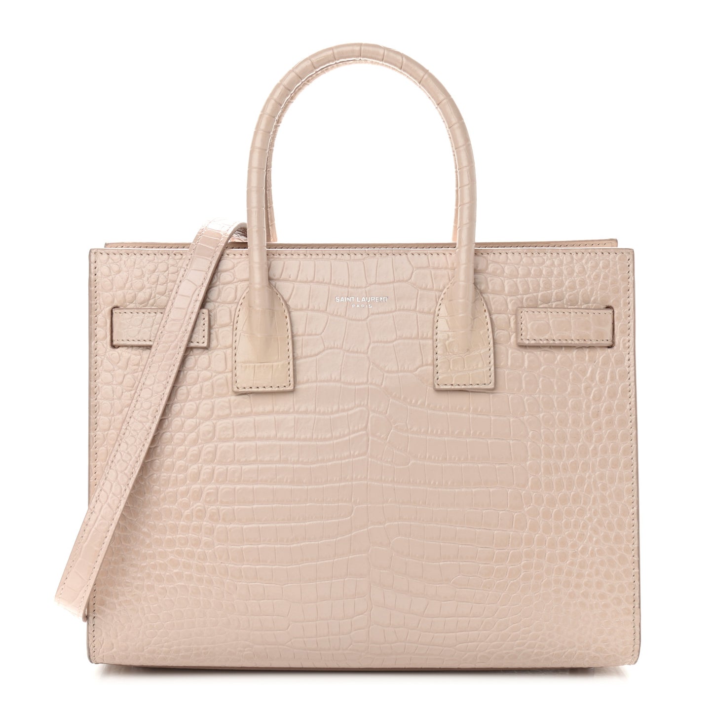 Calfskin Crocodile Embossed Baby Sac De Jour Rose Antic